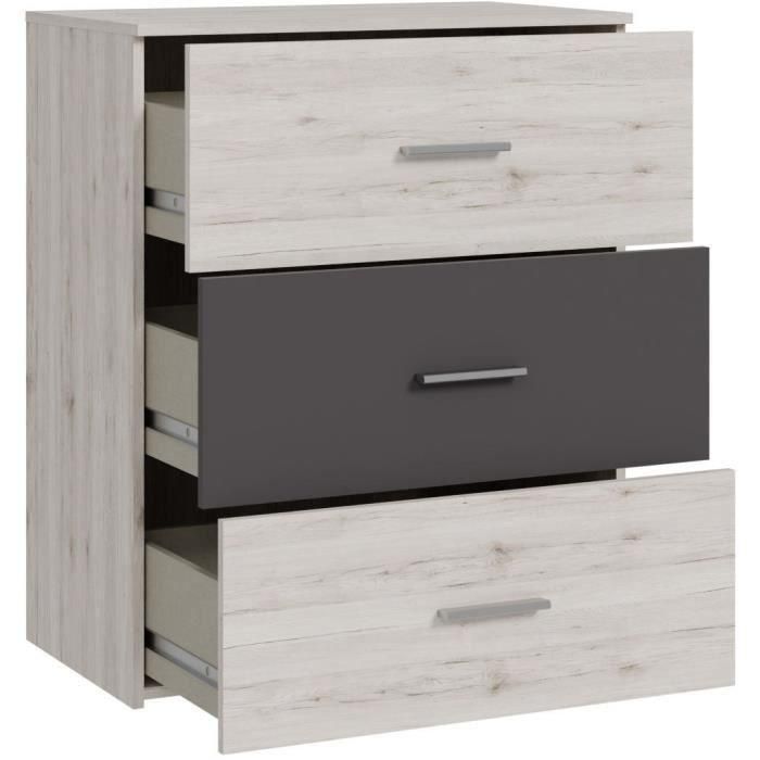 Cómoda ADRIA 3 cajones Roble fresno / Gris liso 75,2 x 41,3 x 89,7 cm 5 Cómoda ADRIA 3 cajones Roble fresno / Gris liso 75,2 x 41,3 x 89,7 cm 5