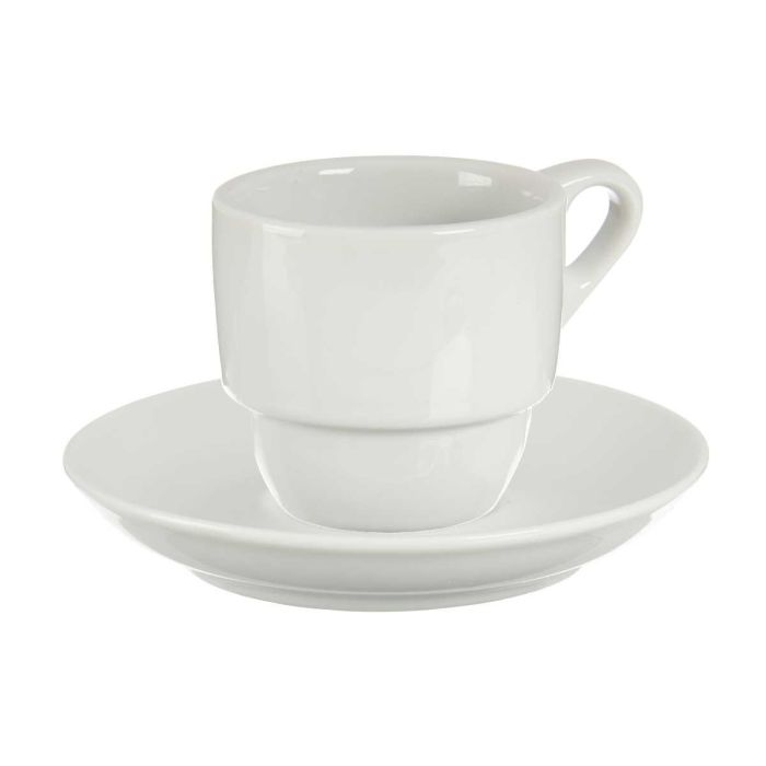 Set 6 Tazas Cafe Porcelana Blanca Con Plato 200Ml Vessia 22X8CM (6 Unidades) 1 Set 6 Tazas Cafe Porcelana Blanca Con Plato 200Ml Vessia 22X8CM (6 Unidades) 1