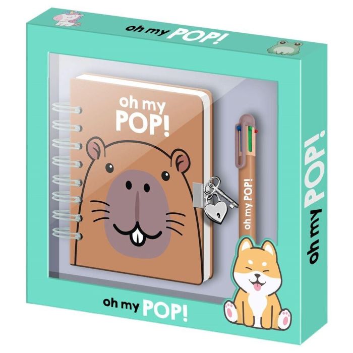 Oh My Pop Pack Diario A5 y Bolígrafo 6 Colores Capybara Multicolor