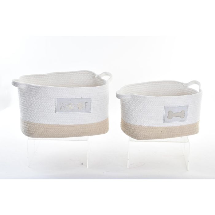Cesta DKD Home Decor Blanco Crema 30 x 23 x 43 cm Set de 2 Cesta DKD Home Decor Blanco Crema 30 x 23 x 43 cm Set de 2