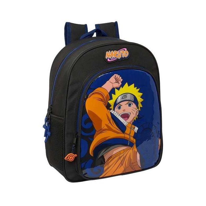Mochila Escolar Naruto Ninja Azul Negro 32 x 38 x 12 cm