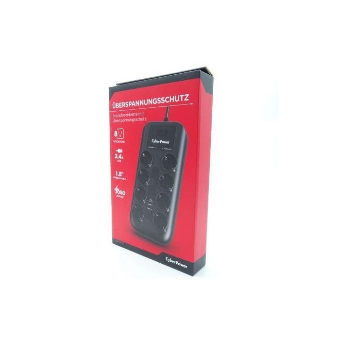 Regleta con Interruptor Cyberpower P0820SUD0-DE/ 8 Tomas de corriente/ 2 USB/ Cable 1.8m/ Negra 3 Regleta con Interruptor Cyberpower P0820SUD0-DE/ 8 Tomas de corriente/ 2 USB/ Cable 1.8m/ Negra 3