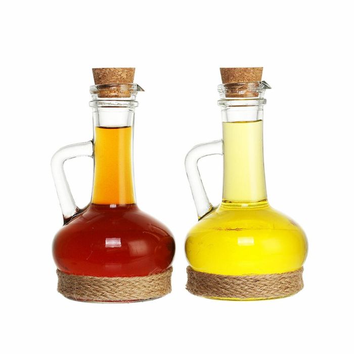 Aceitera Vinagrera Basicos DKD Home Decor Transparente Natural 9 x 16 x 9 cm Set de 2