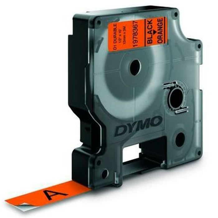 Dymo Cinta De Transferencia Termica D1 Durable. Etiqueta Permante Negro Sobre Naranja De 12 mmx3M. Rotuladora Labelmanager