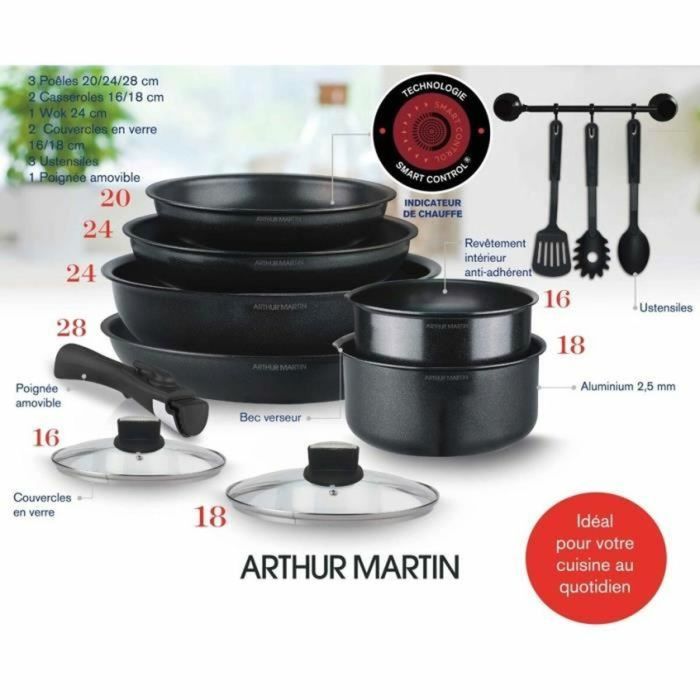 Batería de Cocina Arthur Martin AM268B 12 Piezas 1