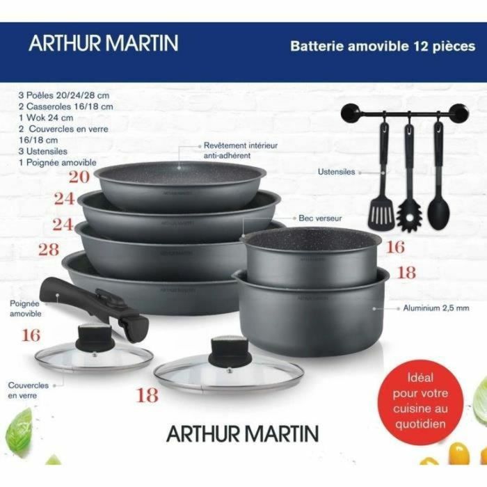 Batería de Cocina Arthur Martin   12 Piezas 3
