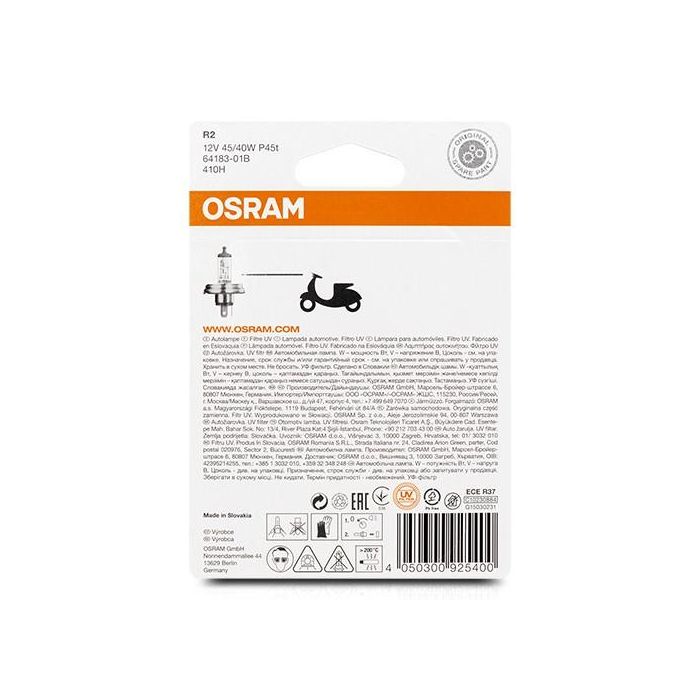 Bombilla para Automóvil Osram 64183-01B H4 12V 45/40W 2