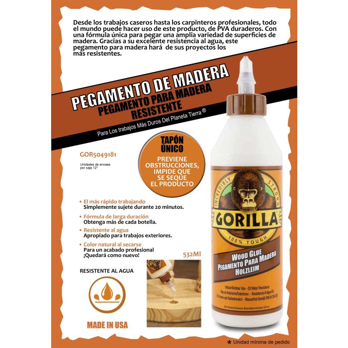 Pegamento Madera Gorilla 532 mL 12 Uds 1