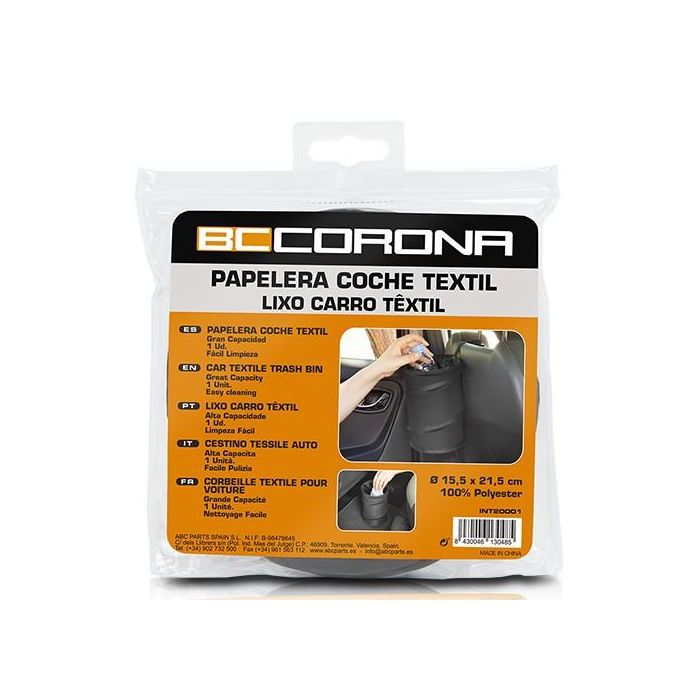 Papelera para coche BC Corona INT20001 Negro Textil 2