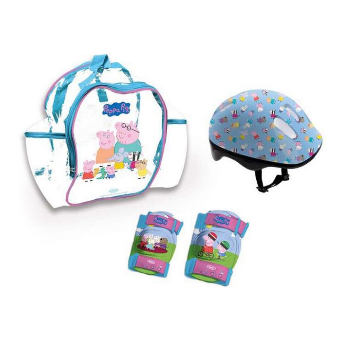 Casco (52/56 cm) con protecciones en mochila peppa pig Casco (52/56 cm) con protecciones en mochila peppa pig