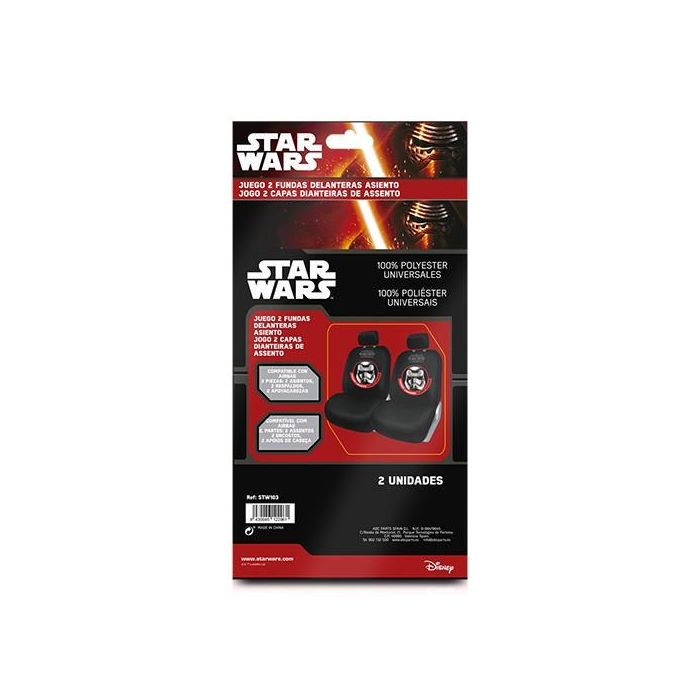 Fundas para Asientos de Coche Star Wars Stormtrooper Universal Delantero Negro 2 Unidades 2