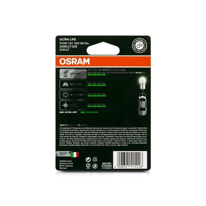 Bombilla para Automóvil OS5008ULT-02B Osram OS5008ULT-02B R10W 10W 12V (2 Piezas) 1