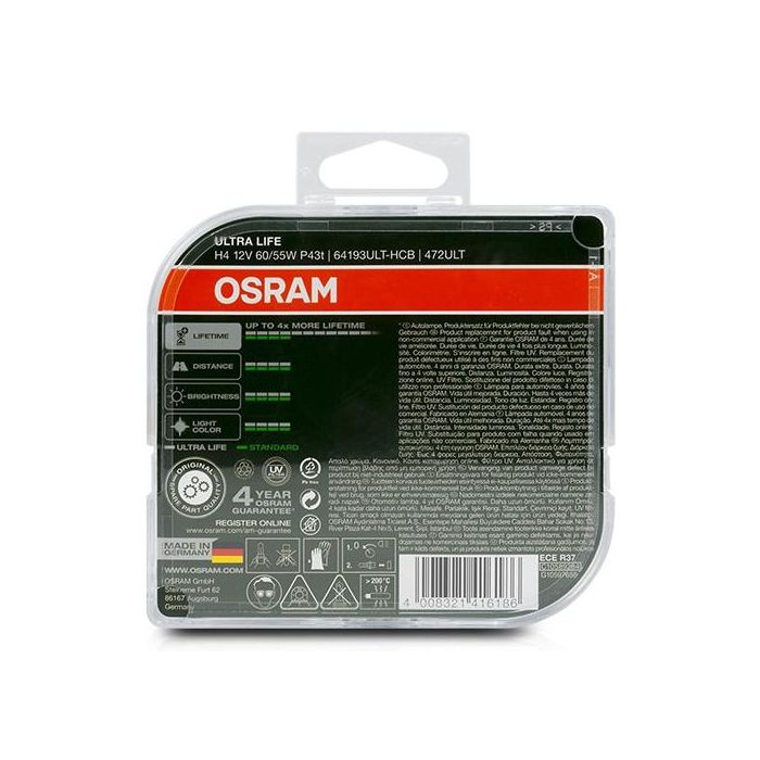 Bombilla para Automóvil Osram Ultra Life H4 12V 60/55W 2