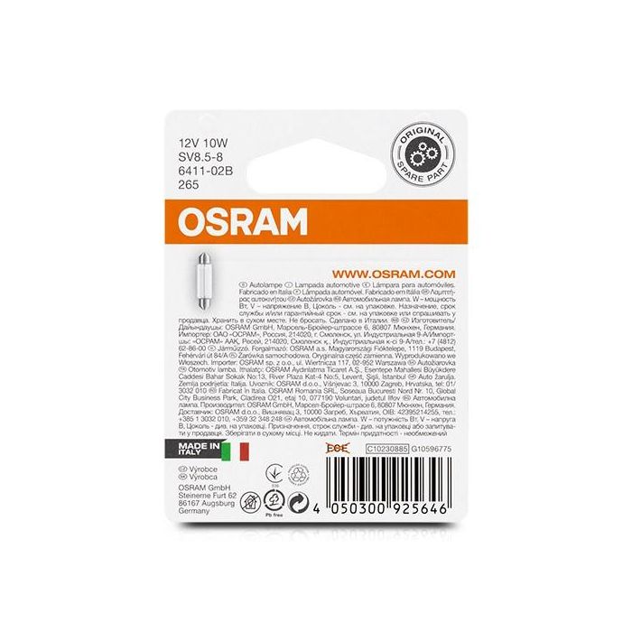 Bombilla para Automóvil OS6411-02B Osram OS6411-02B C10W 12V 10W 1