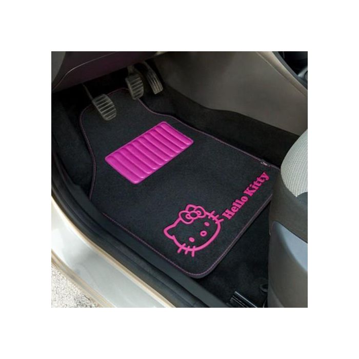 Set de Alfombrillas para Coche Hello Kitty Negro Rosa (4 pcs)