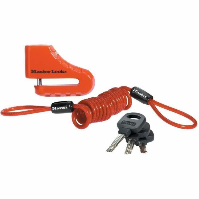 Master Lock 8303EURDPS Antirrobo para motocicletas - Candado de disco rojo 80 mm