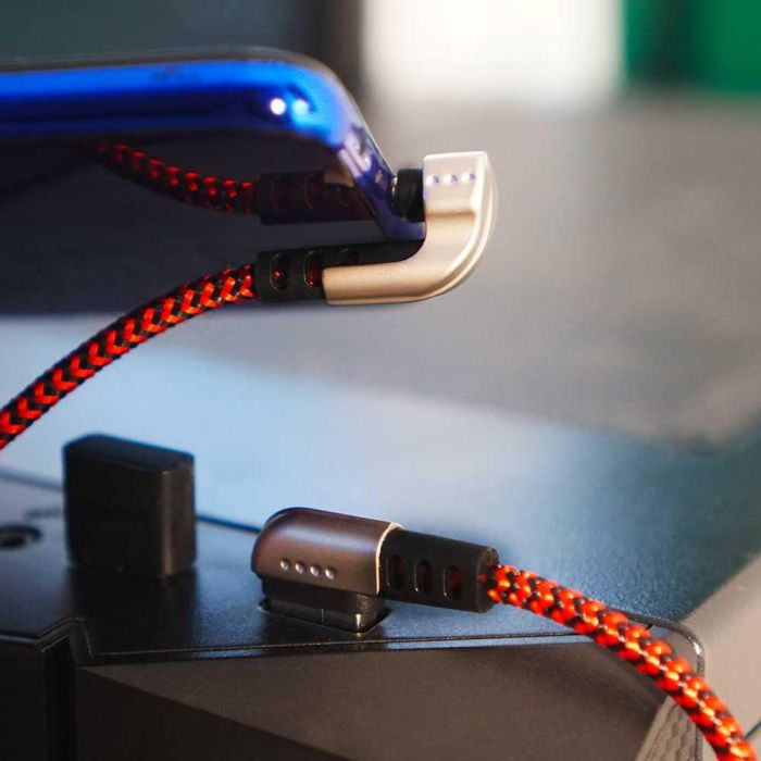 Elbe CA-199 Cable Gaming USB-A a Type-C 1M 90º Durabilidad Nylon Trenzado Aluminio 4