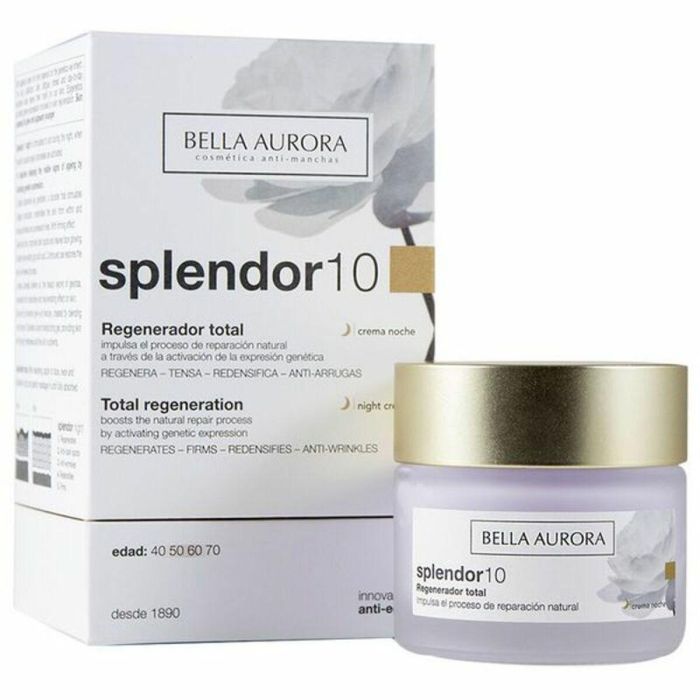 Bella Aurora SPLENDOR 10 Regenerador Total Noche Crema Antiedad y Antiarrugas para Piel Madura con Firmeza y Reducción de Manchas 50 ml