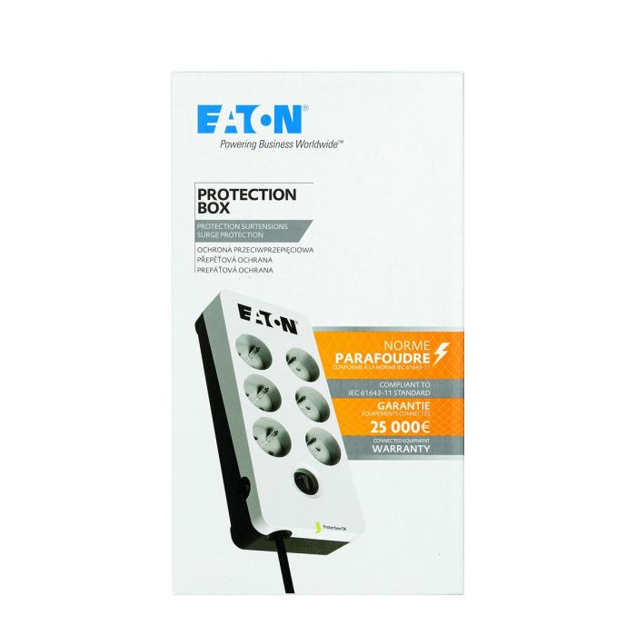 Regleta Enchufes 6 Tomas con Interruptor Eaton PB6F Blanco (1,5 m) 1