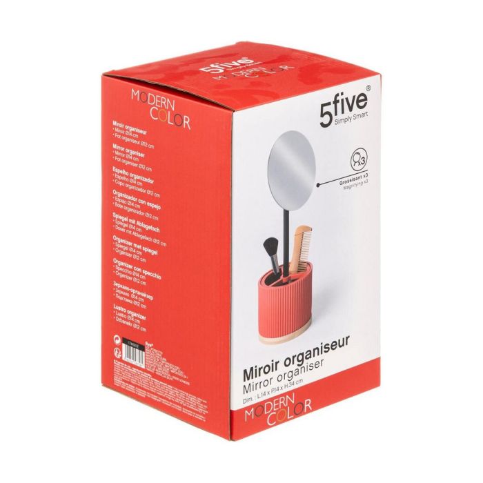 Espejo de baño con organizador rojo colección 'colors'