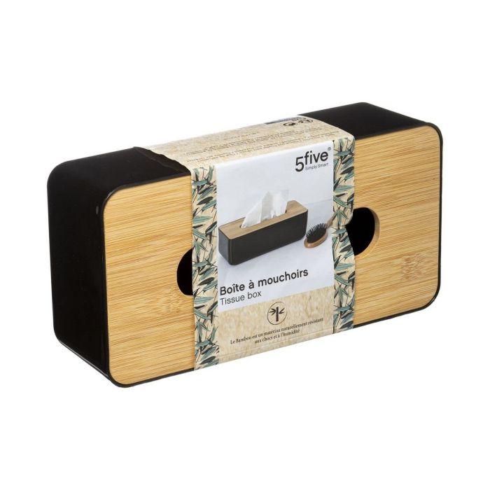 Caja para pañuelos 5five 25 x 13 x 8.7 cm Negro Bambú 1
