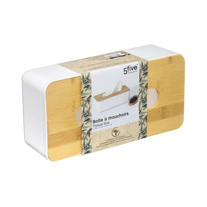 Caja para pañuelos 5five Baltik 25 x 13 x 8.7 cm Blanco Bambú 1