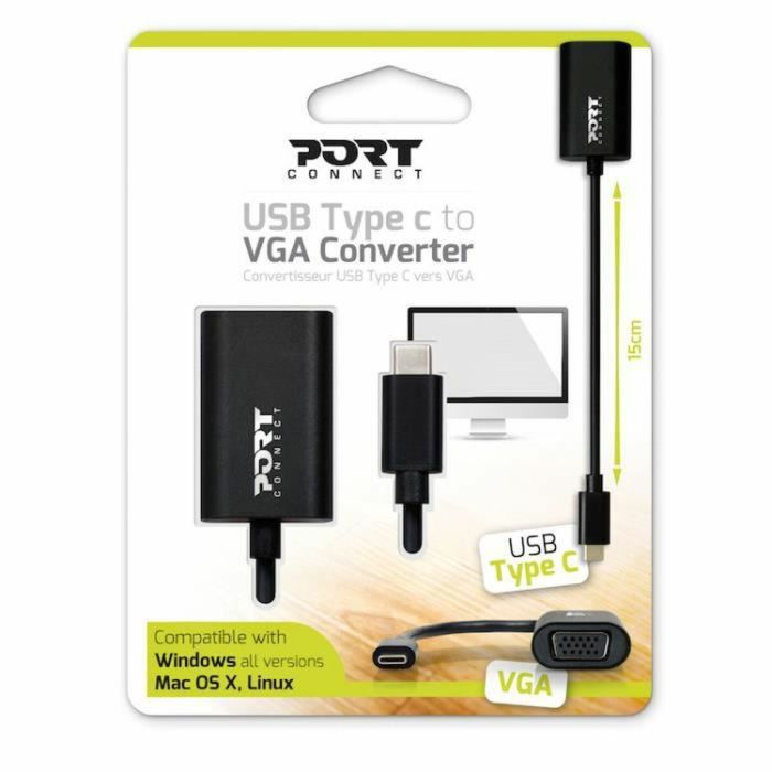 Adaptador USB C a VGA Port Designs 900125 Negro 1