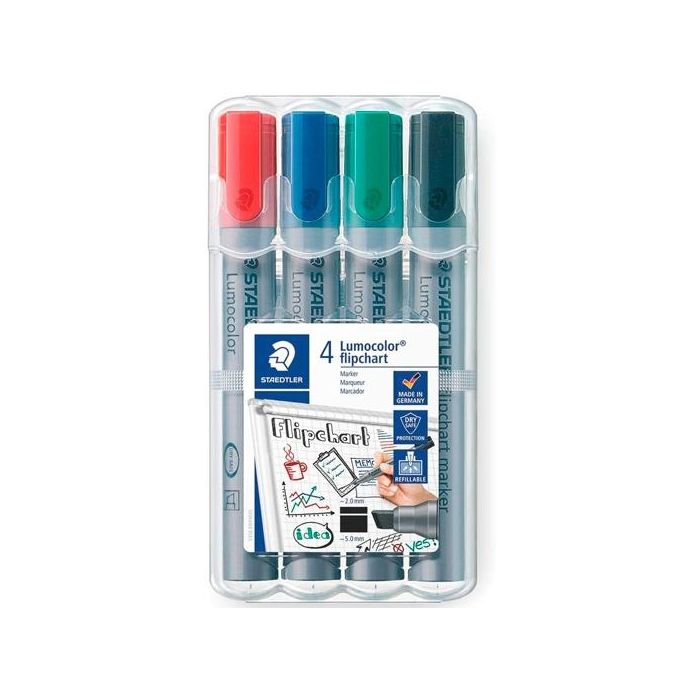 Staedtler marcador 356 lumocolor flipchart marker colores surtidos -estuche 4u-
