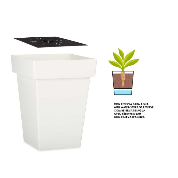 Maceta Cuadrada Blanca Con Reserva Agua 40Cm Ibergarden (6 Unidades) 1 Maceta Cuadrada Blanca Con Reserva Agua 40Cm Ibergarden (6 Unidades) 1