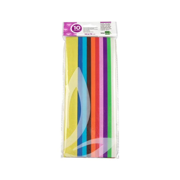 Papel Seda Liderpapel 52x76 cm 18 gr-M2 Bolsa De 10 Hojas Colores Surtidos