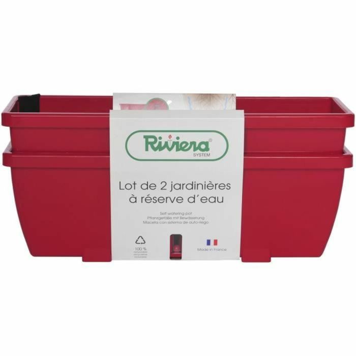 Jardinera RIVIERA EVA - Juego de 2 maceteros - Plástico - 57 cm - Rojo