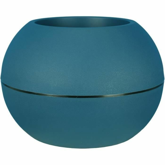 Jardinera redonda RIVIERA GRANIT BOULE - Plástico - Diámetro 40 cm - Azul