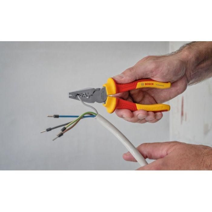 Alicates de crimpeado - BOSCH - 180 mm - VDE - Rango de crimpeado de 0,25 a 16 mm² - Certificados hasta 1000 V 1 Alicates de crimpeado - BOSCH - 180 mm - VDE - Rango de crimpeado de 0,25 a 16 mm² - Certificados hasta 1000 V 1