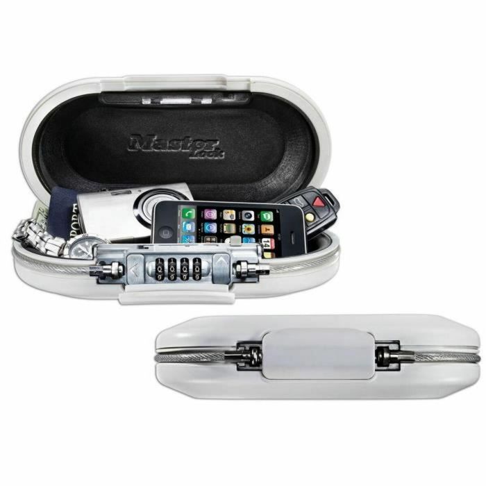 Master Lock Mini baúl de viaje portátil con cable de seguridad - Blanco 4 Master Lock Mini baúl de viaje portátil con cable de seguridad - Blanco 4