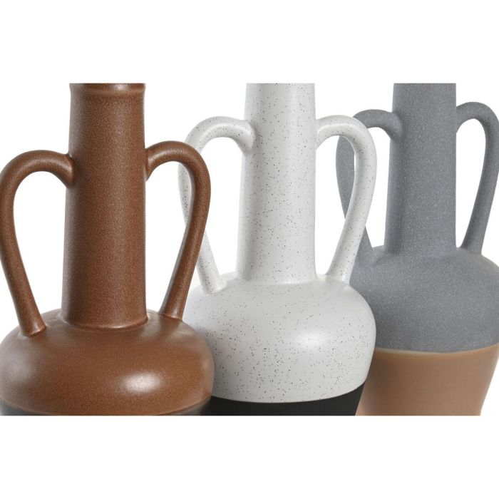 Jarron Boho DKD Home Decor Gris Terracota 12.5 x 30 x 12.7 cm (3 Unidades) 2