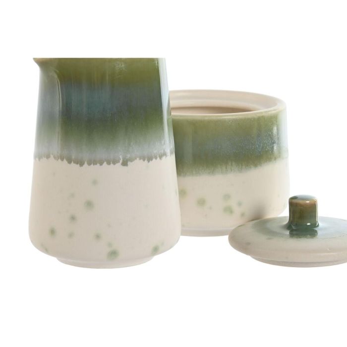 Azucarero Oriental DKD Home Decor Verde Blanco 9 x 8.4 x 9 cm Set de 2 2