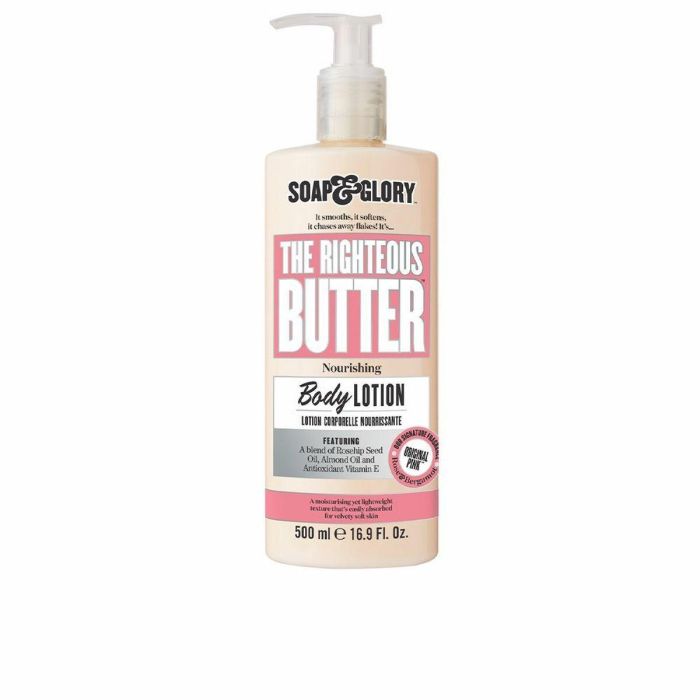 Soap & Glory THE RIGHTEOUS BUTTER Loción Corporal Hidratante 500 ml - Piel Suave, No Grasa, Original Pink, con Manteca Karité & Aloe Vera