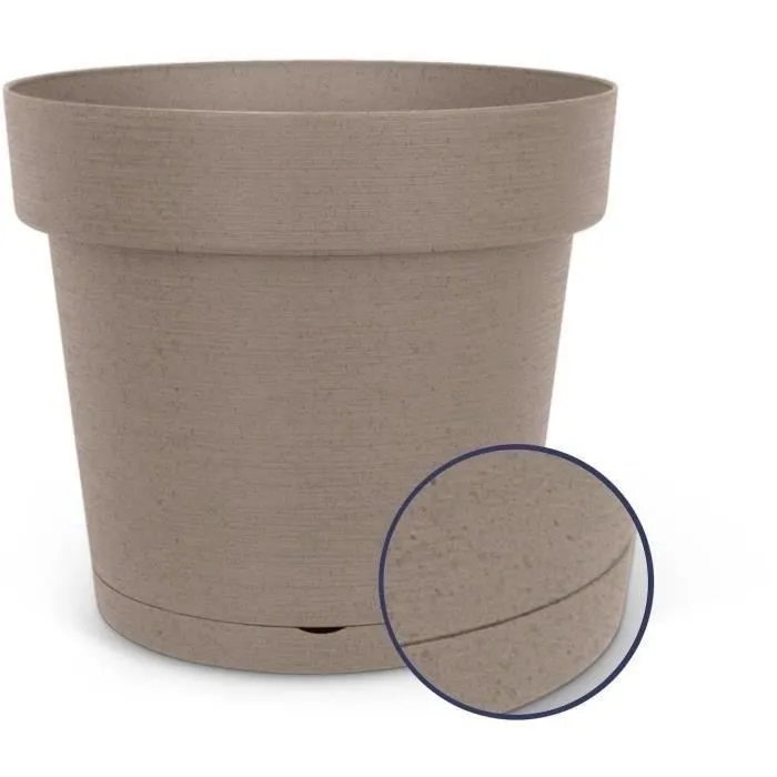 Garden Id Maceta de reserva de agua 08311807 Taupe 40 cm Interior/exterior Diseño elegante Superficie granulada Contiene madera 1