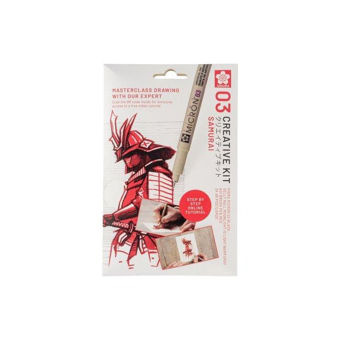 Set Creativo Sakura Art Kit Samurai (Pigma Micron 05 Negro + Gelly Roll + Koi Coloring + 3 Postales A6 Con Video Tutorial)