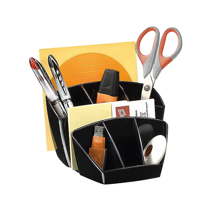 Cep Organizador de Sobremesa de Plástico Negro con 7 Departamentos, 150x120x92 mm 1 Cep Organizador de Sobremesa de Plástico Negro con 7 Departamentos, 150x120x92 mm 1