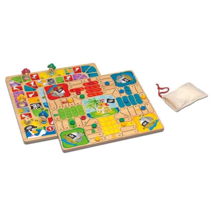 Juego parchís-oca piratas madera 29x29 con fichas y accesorios 2 Juego parchís-oca piratas madera 29x29 con fichas y accesorios 2