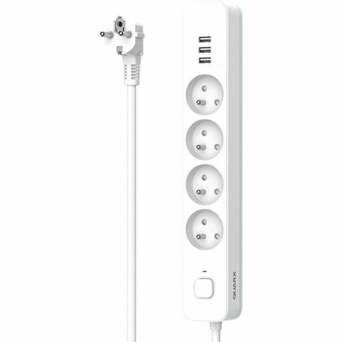 Quarx QUA4004282463061 Regleta de 4 Tomas de Corriente con 3 Puertos USB y Cable de 1,5m Quarx QUA4004282463061 Regleta de 4 Tomas de Corriente con 3 Puertos USB y Cable de 1,5m