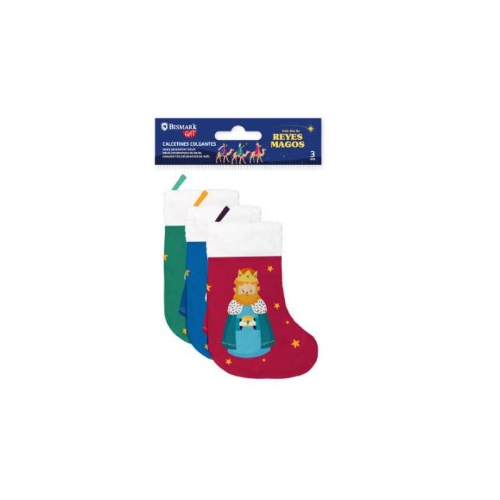 Pack 3 Calcetines Decorativos Reyes Magos (Verde/Rojo y Azul) Bismark 332889 0 Pack 3 Calcetines Decorativos Reyes Magos (Verde/Rojo y Azul) Bismark 332889 0