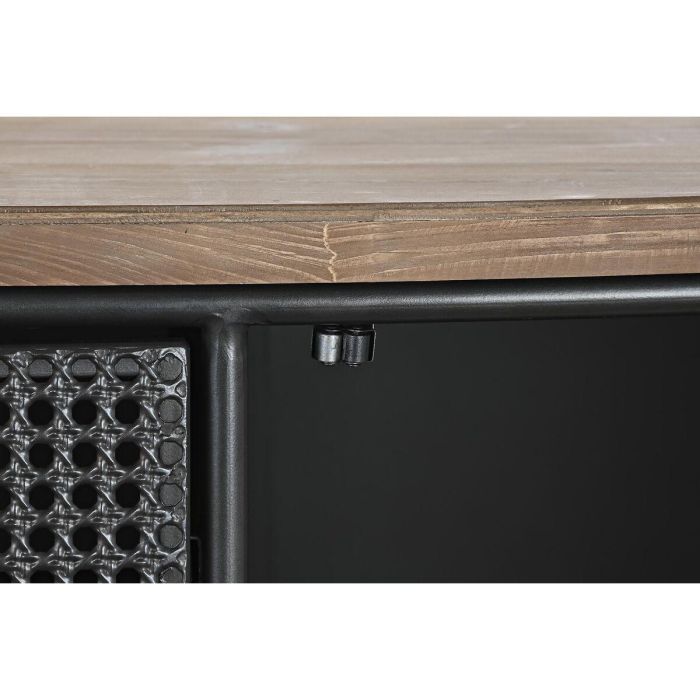 DKD Home Decor Buffet Loft Negro Marrón 145.5x45x76 cm con Botellero, 3 Cajones, 2 Puertas de Abeto y Metal Desmontable 5