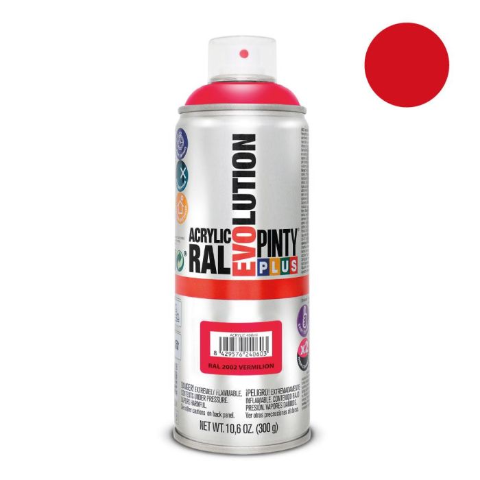 Pintyplus Pintura en spray Evolution 400 ml Esmalte acrílico Naranja sanguíneo Ral 2002