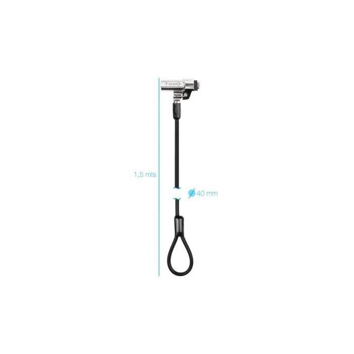 TOOQ Cable de Seguridad Tipo NANO con Llave para Portatiles 1.5 metros, Gris Oscuro 2 TOOQ Cable de Seguridad Tipo NANO con Llave para Portatiles 1.5 metros, Gris Oscuro 2