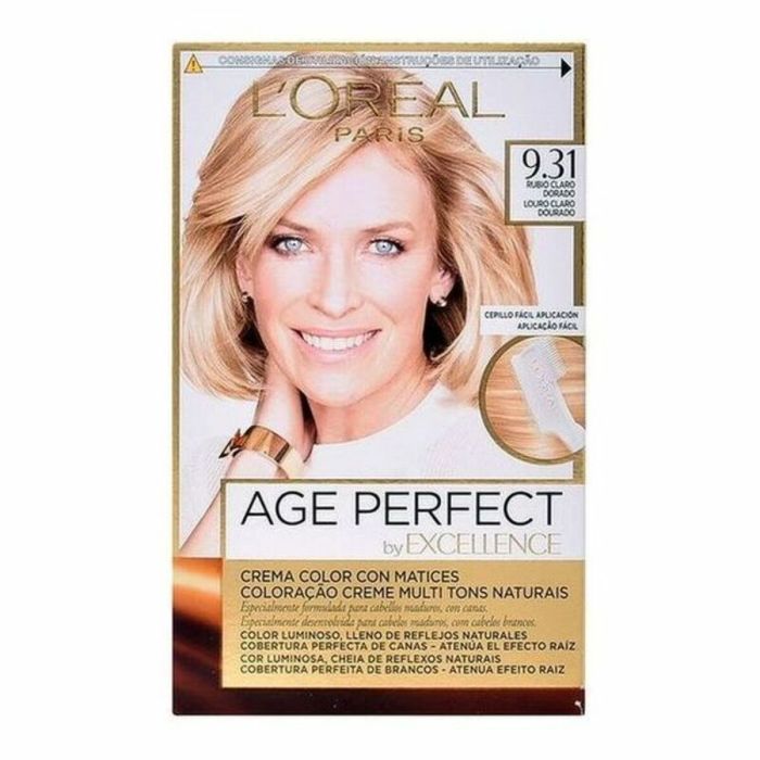Tinte Permanente Antiedad Excellence Age Perfect L'Oreal Make Up Excellence Age Perfect Rubio Claro Dorado Nº 9.0-rubio muy clar