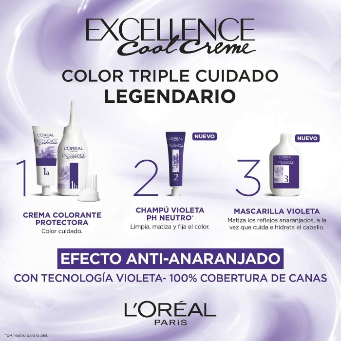 Coloración Permanente en Crema L'Oreal Make Up Excellence Cool Creme Intenso Rubio Ceniza 7,11 1