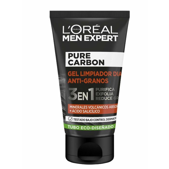 Exfoliante Facial L'Oreal Make Up Men Expert Pure Carbon Antiacné 3 en 1 (100 ml)