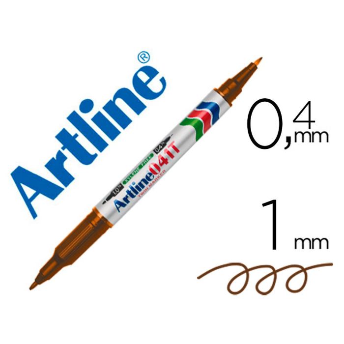 Rotulador Artline Marcador Permanente Ek-041T Marron -Doble Punta 0.4 Y 1.0 mm 12 unidades